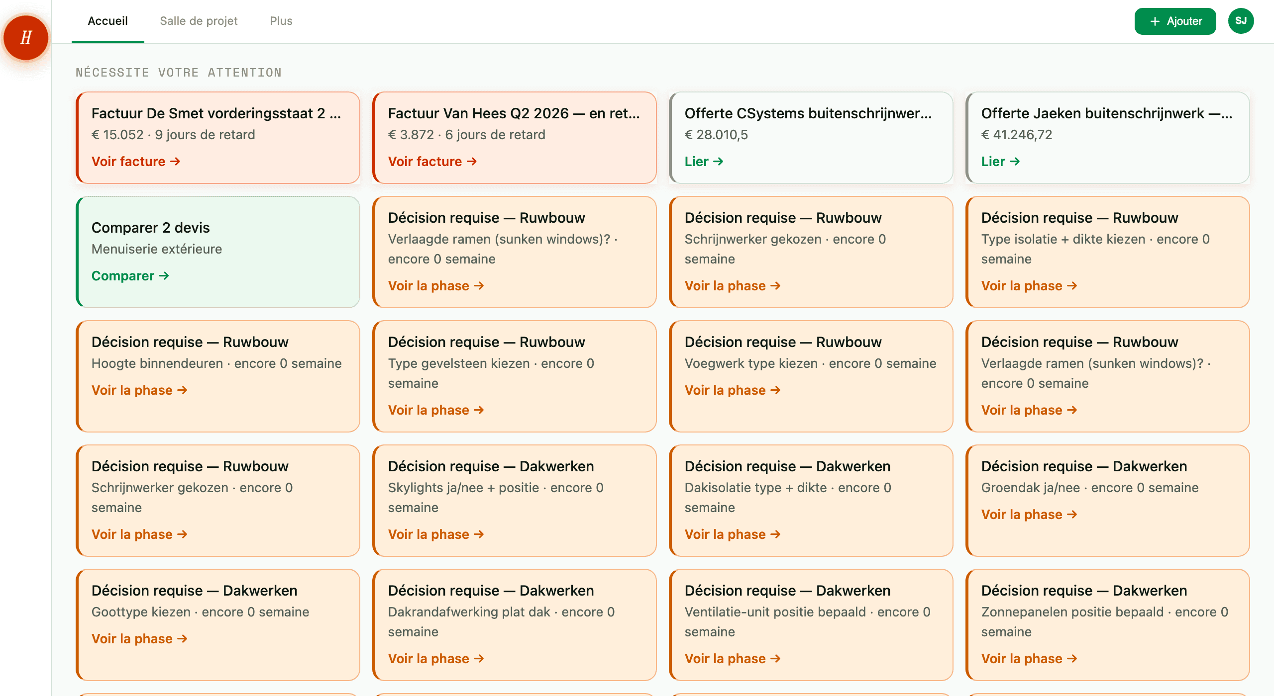 La page de comparaison de devis montrant les devis côte à côte avec les différences de prix